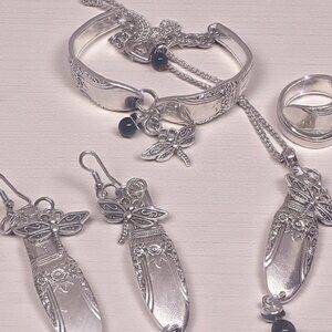 Rare Artisan Vintage Silver-plated spoon Jewelry full; Set handmade